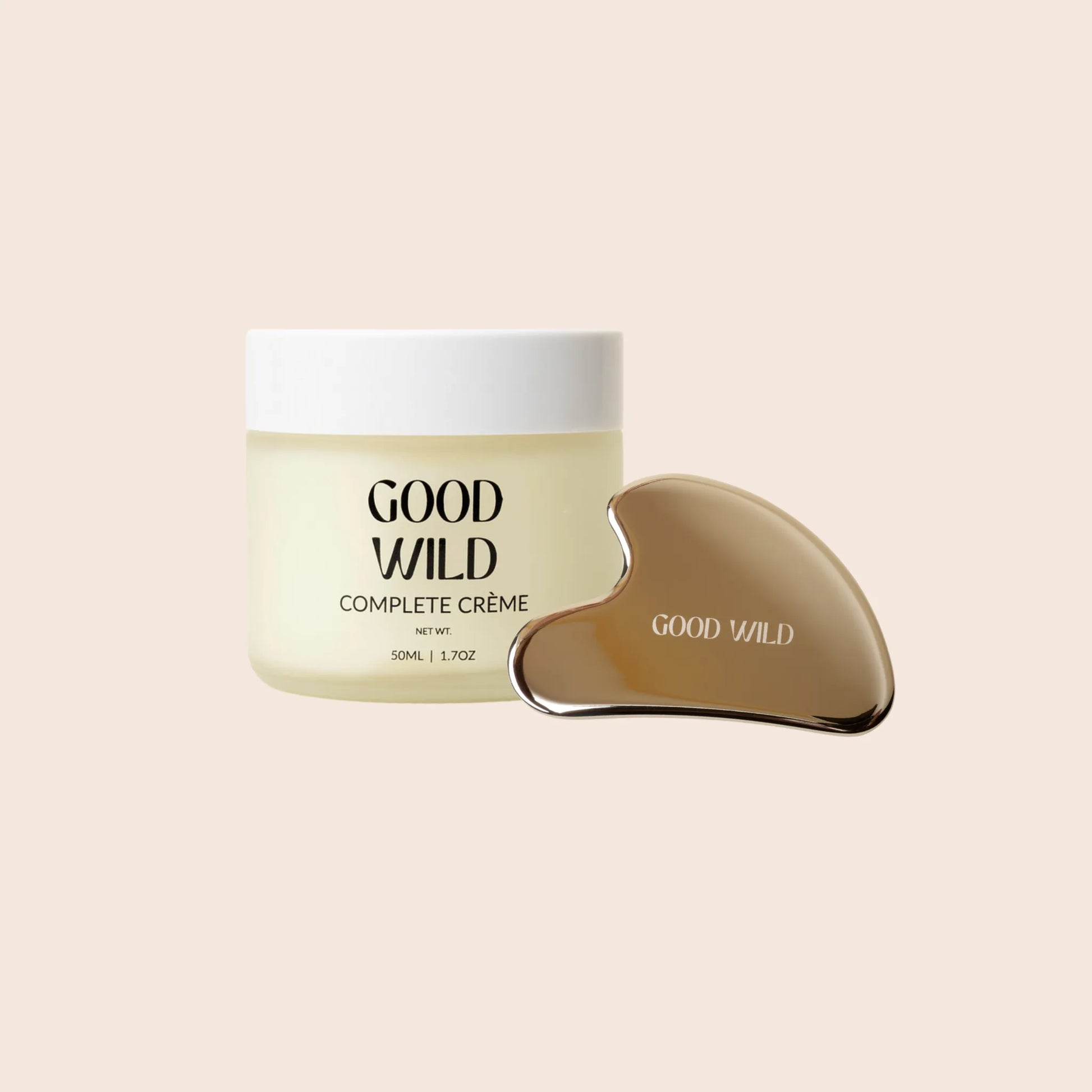 Good Wild skincare product with a applicator on a beige background